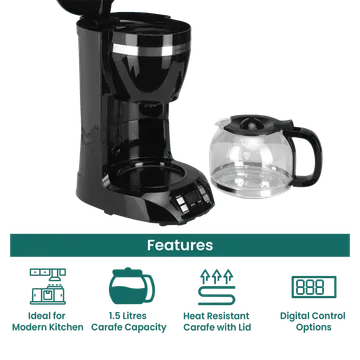 Croma 900 Watt 10 Cups Manual Espresso Coffee Maker with Keep Warm Function (Black) - Image 7