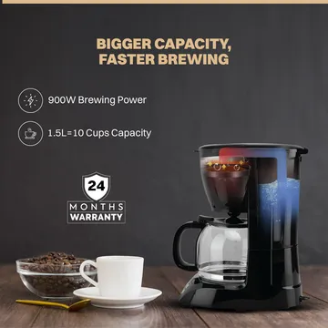 Croma 900 Watt 10 Cups Manual Espresso Coffee Maker with Keep Warm Function (Black) - Image 4