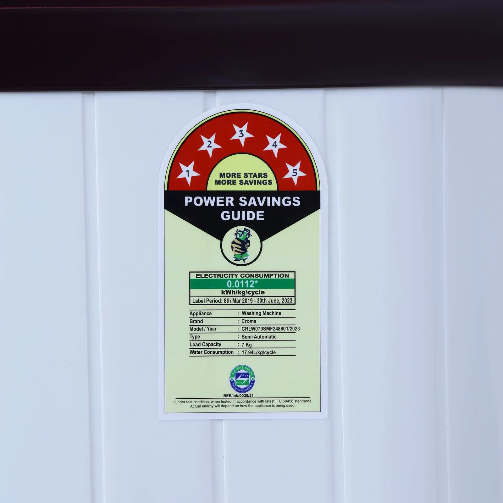 Croma 7 kg 5 Star Semi Automatic Washing Machine with Built-in Soak Function (Burgundy) - Image 2