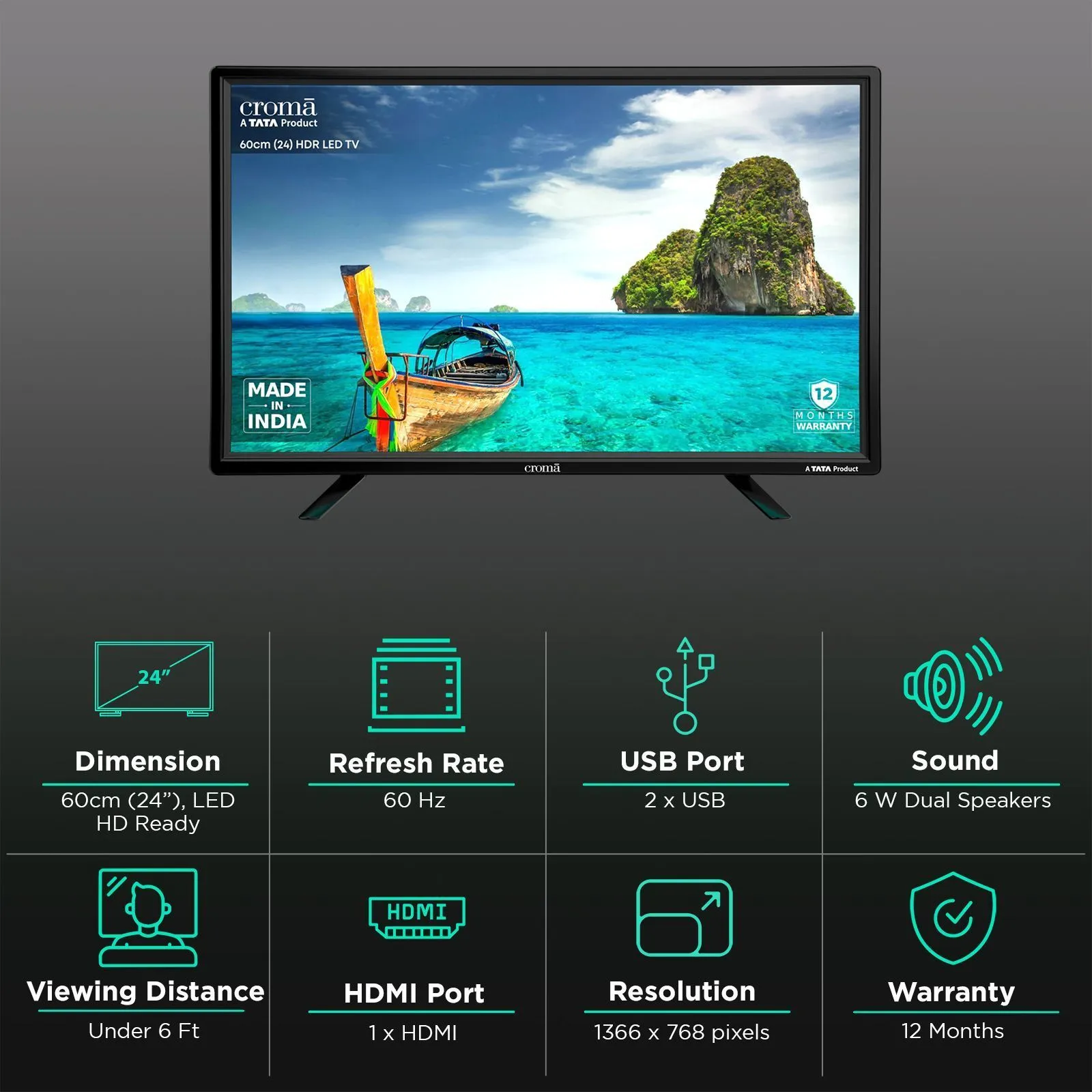 Croma 60 cm (24 inch) HD Ready LED TV with A Plus Grade Panel - Image 7