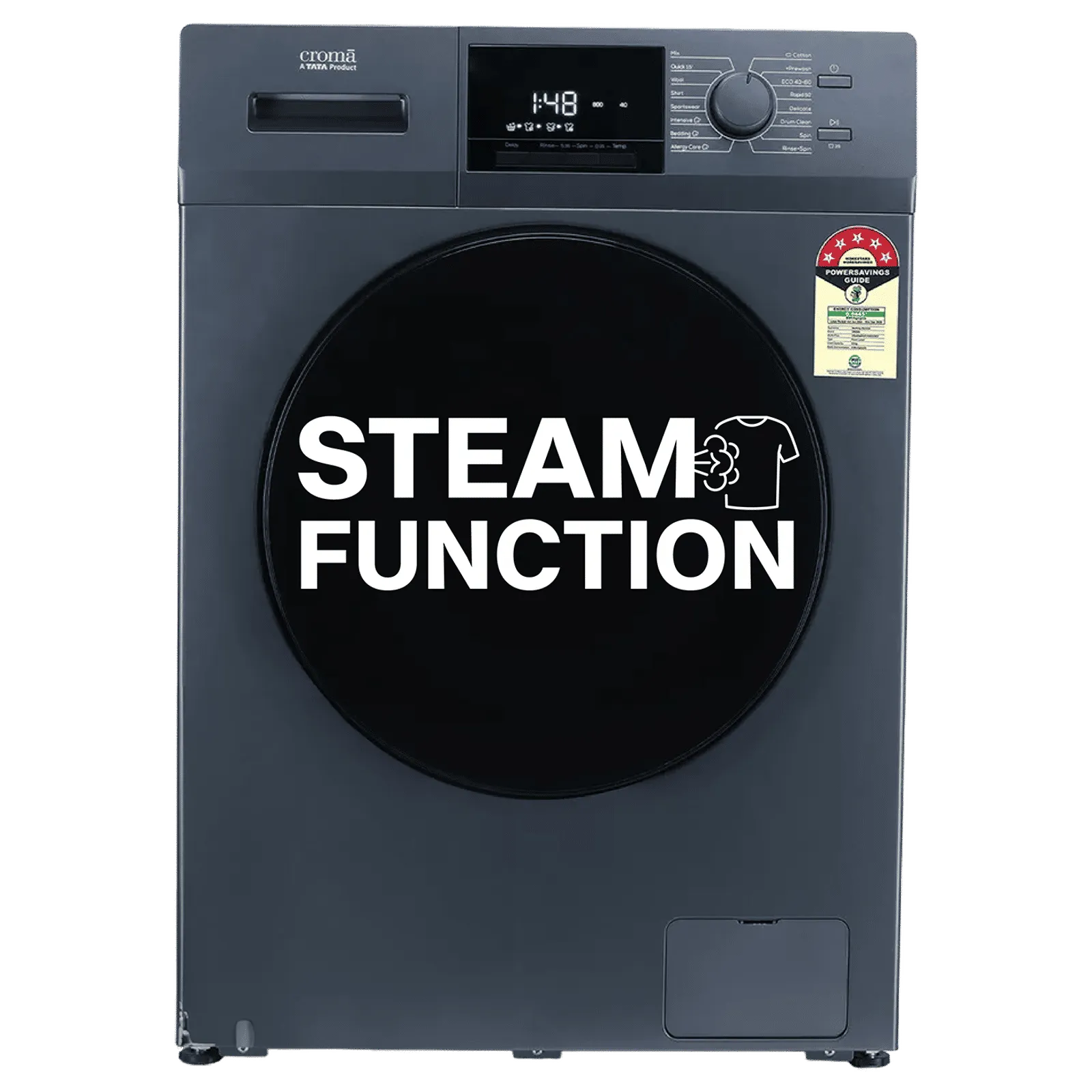 Croma 8 kg 5 Star Inverter Fully Automatic Front Load Washing Machine (CRLW080FLF316252, BLDC Invertor Motor, Polar Blue)