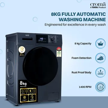 Croma 8 kg 5 Star Inverter Fully Automatic Front Load Washing Machine (CRLW080FLF316252, BLDC Invertor Motor, Polar Blue) - Image 6