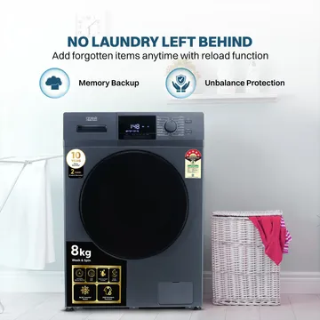 Croma 8 kg 5 Star Inverter Fully Automatic Front Load Washing Machine (CRLW080FLF316252, BLDC Invertor Motor, Polar Blue) - Image 3