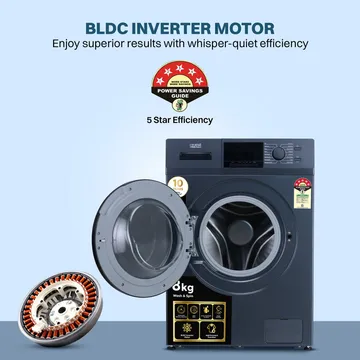 Croma 8 kg 5 Star Inverter Fully Automatic Front Load Washing Machine (CRLW080FLF316252, BLDC Invertor Motor, Polar Blue) - Image 2