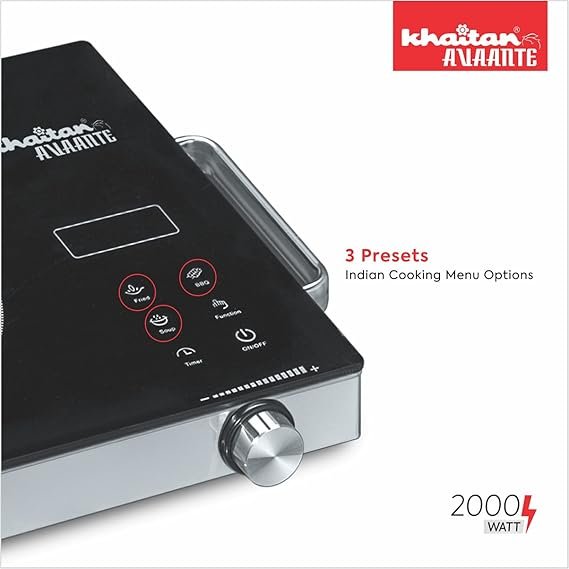 KHAITAN ORFIN Prezzo KO-425 Infrared Glass Cooktop with Stainless Steel Frame (2200 Watt, Black) - Image 3