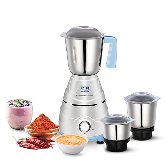 KENT Marvel Mixer Grinder 550W | Stainless-Steel Jars | 3- Speed Control