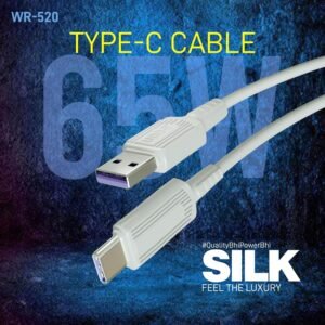UBON WR-520 65W Type-C Cable, Tangle-Free, Rust-Proof Plug, High-Speed Charge & Sync, 1 Meter, 50000 Bend Tests