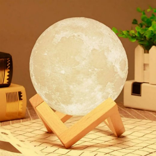 3D 7 Color Changeable 3D Moon Lamp With Stand