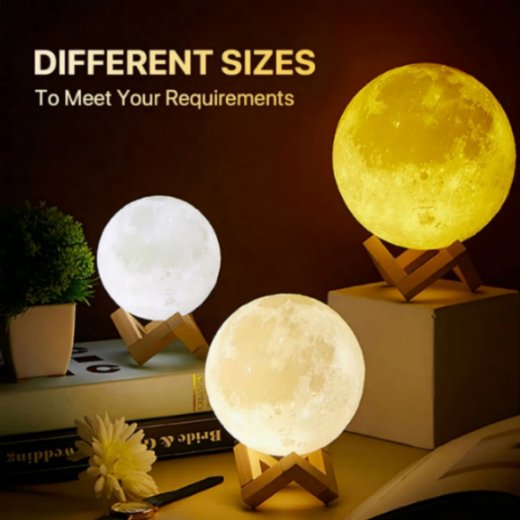 3D 7 Color Changeable 3D Moon Lamp With Stand - Image 2