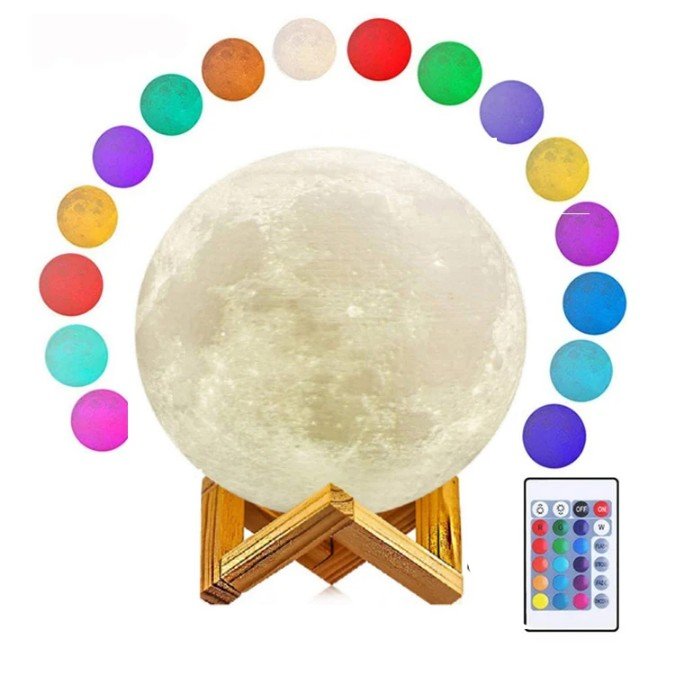 3D 7 Color Changeable 3D Moon Lamp With Stand - Image 4