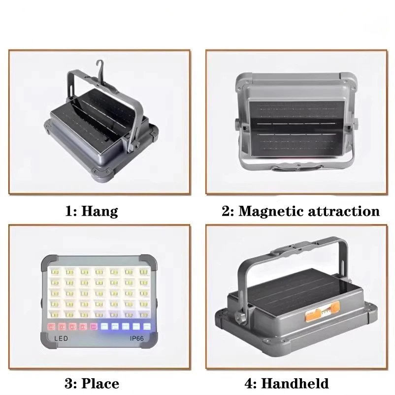 Chargeable LED Light With Solar Panel Big Size (grey) - Image 3